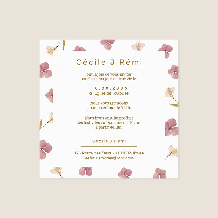 Faire-part mariage romantique Herbier