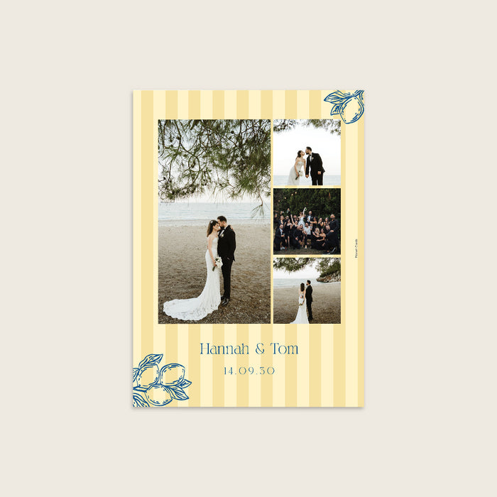 Originelle Dankeskarten Hochzeit Streifen & Zitronen