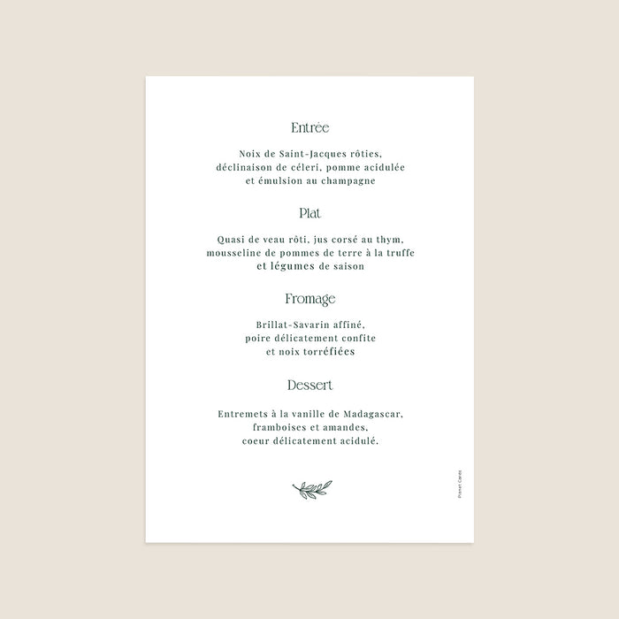 Menu de mariage Rayures Chic