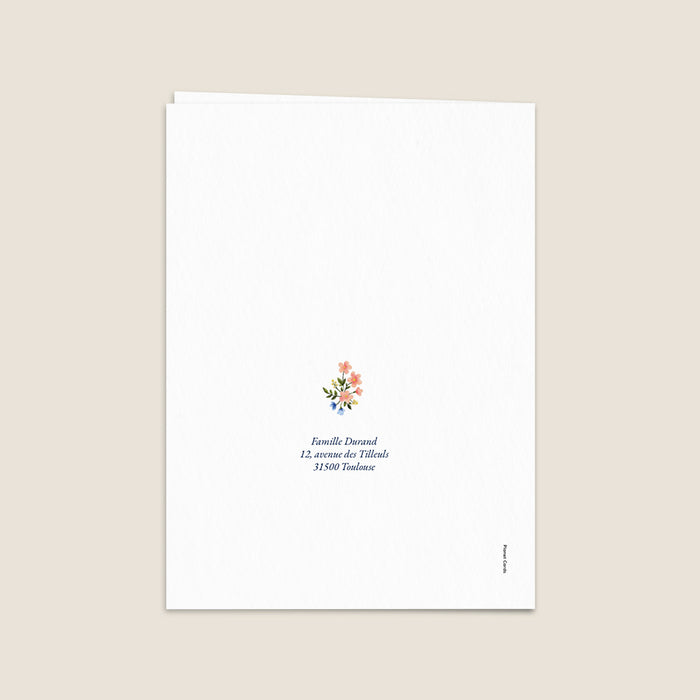 Faire-part communion Croix et couronne de fleurs