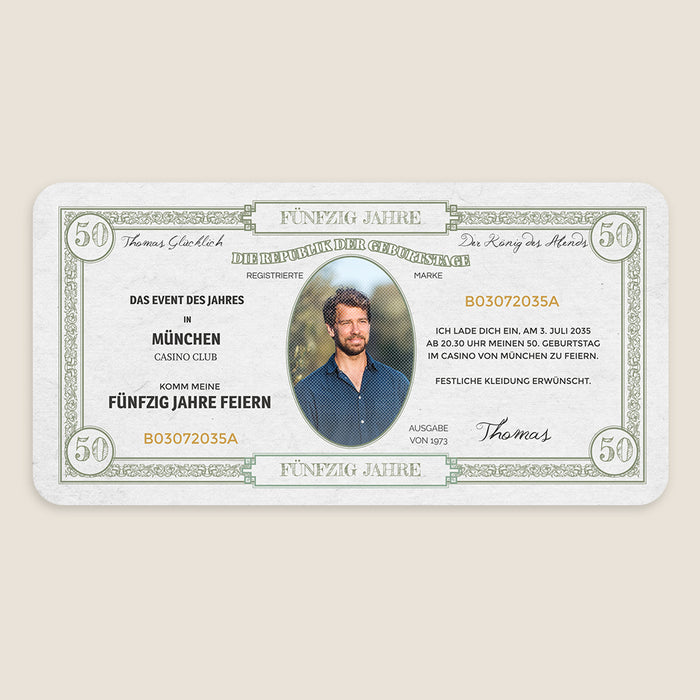 Originelle Einladungskarten Erwachsene Der amerikanische Dollar