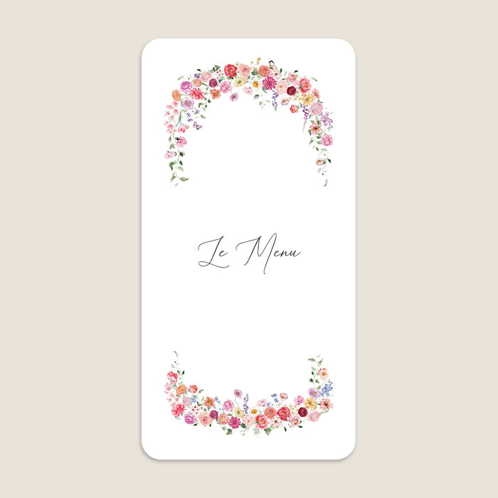 Menu de mariage Chroniques Fleuries