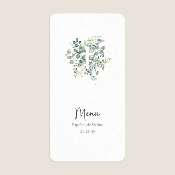 Menu baptême Croix Eucalyptus