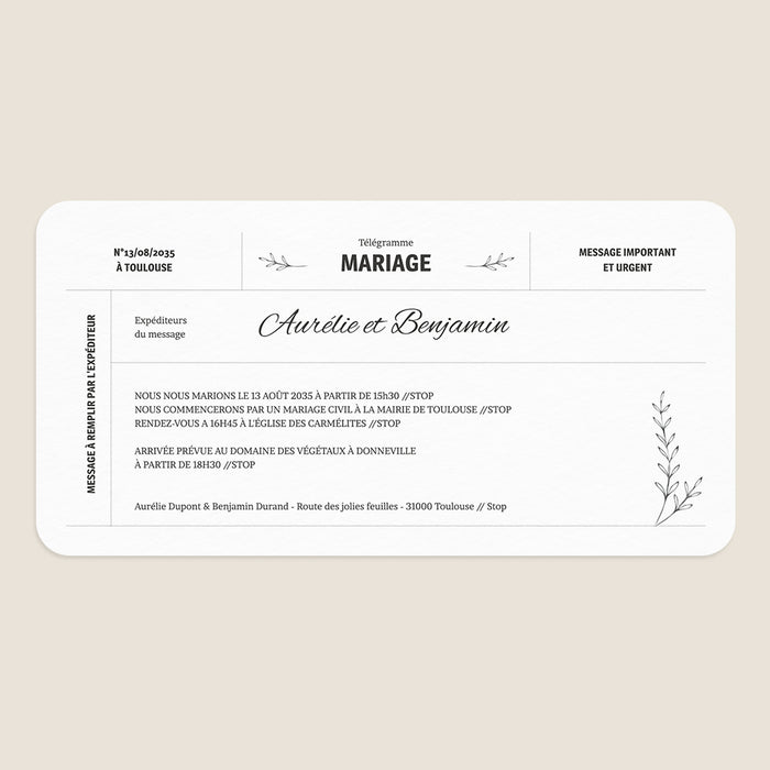 Les iconiques de Planet Cards Le Télégramme de Mariage