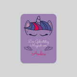 Violettes Einhorn und Sterne