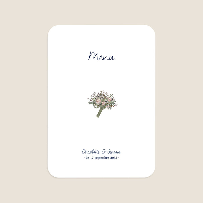 Menu de mariage Jour de Cérémonie