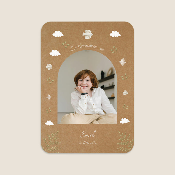 Kommunion Einladungskarten Taube und Farn