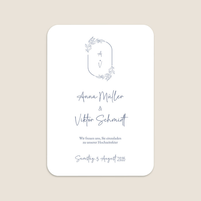 Minimalistische Hochzeitseinladung Monogramm und Kalligrafie