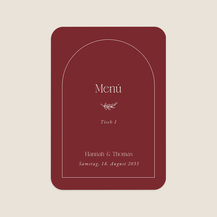 Menükarten Hochzeit Elegantes Bordeaux