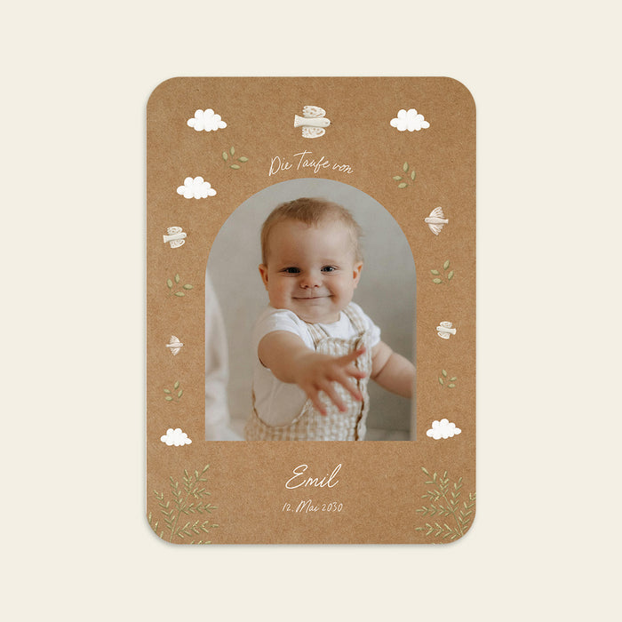 Taufkarten Taube und Farn