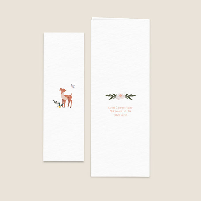 Lesezeichen-Geburtskarten Waldrehkitz