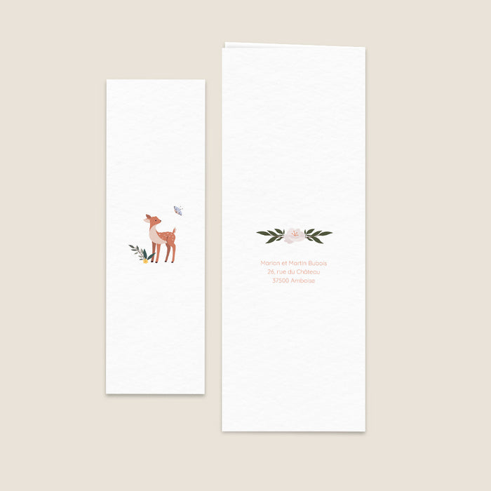 Faire-part naissance marque-page Faon de la forêt