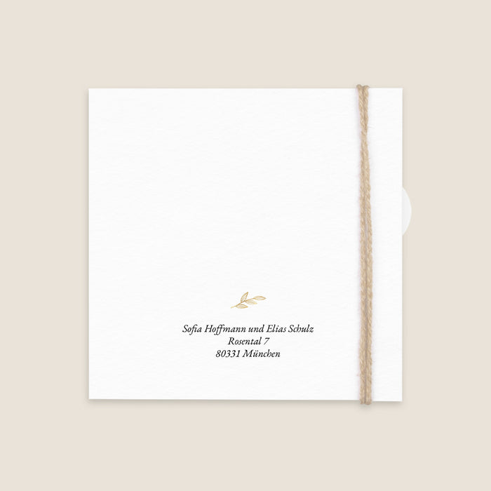Moderne Einladungskarten Hochzeit Initialen und Blätter