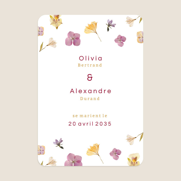 Faire-part mariage Herbier Romantique
