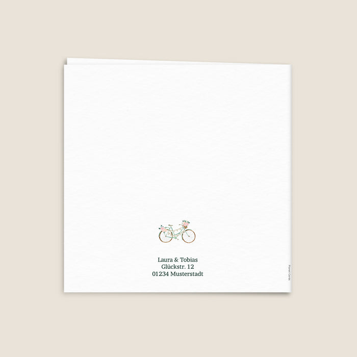 Vintage-Hochzeitseinladungen Fahrrad und Guinguette