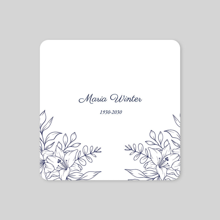 Danksagungskarten Trauer Weiße Lilien und Blau