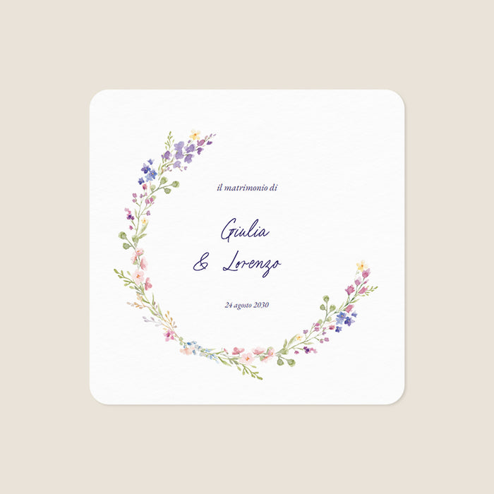 Partecipazioni di matrimonio rustico Corona di fiori e acquerello