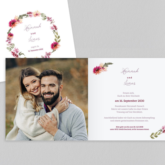 Hochzeitseinladungen Feuilles et Fleurs d'Automne