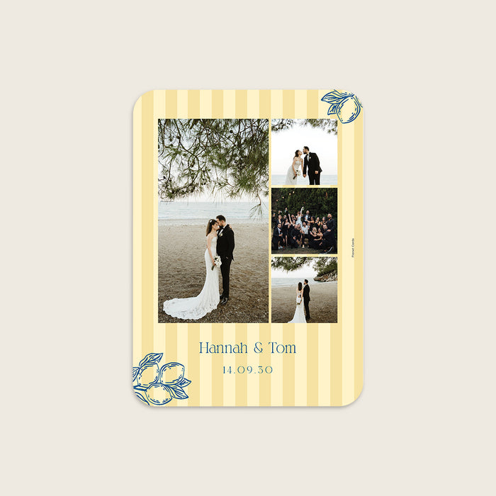 Originelle Dankeskarten Hochzeit Streifen & Zitronen