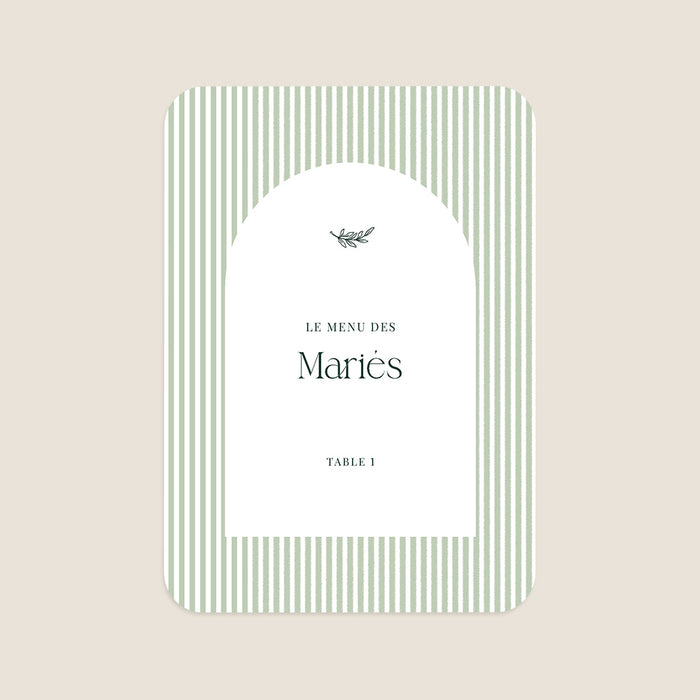 Menu de mariage Rayures Chic