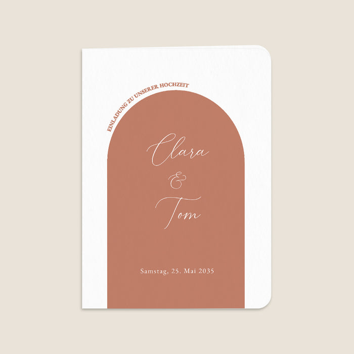 Moderne Einladungskarten Hochzeit Bunte Bögen & Kalligrafie