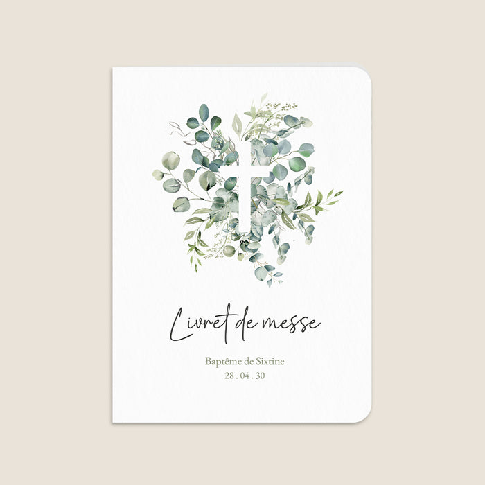 Livret de baptême Croix et Eucalyptus