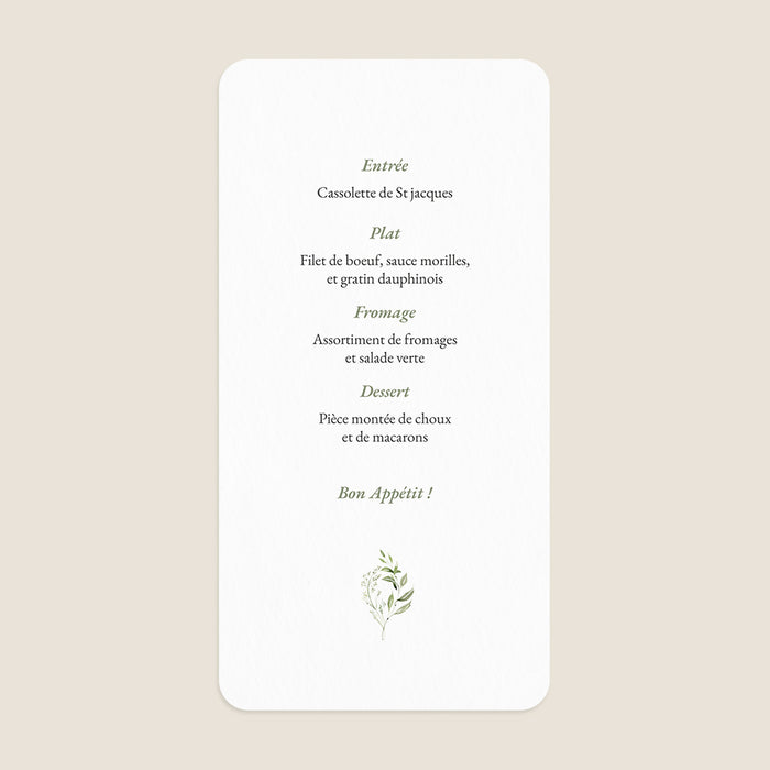 Menu baptême Croix Eucalyptus