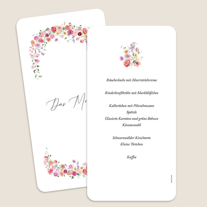 Menükarten Hochzeit Blumenchroniken