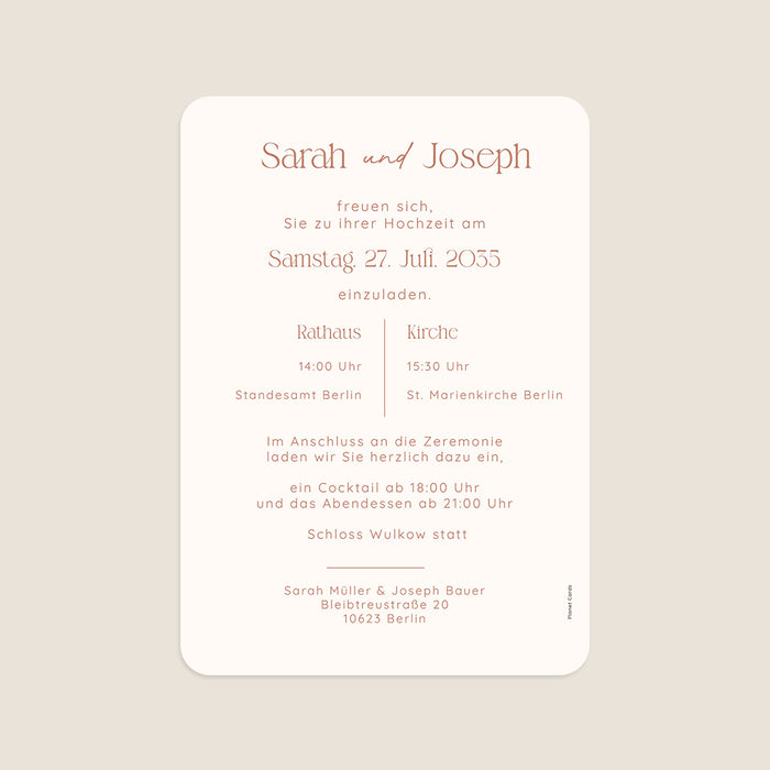 Originelle Hochzeitseinladungen Terrakotta Zeitgenössisch