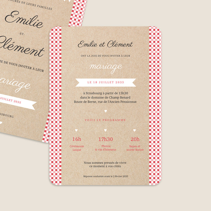 Faire-part mariage vintage Guinguette
