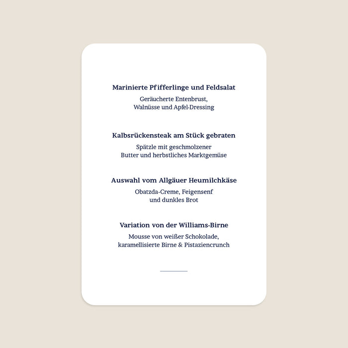 Menükarten Hochzeit Tag der Zeremonie