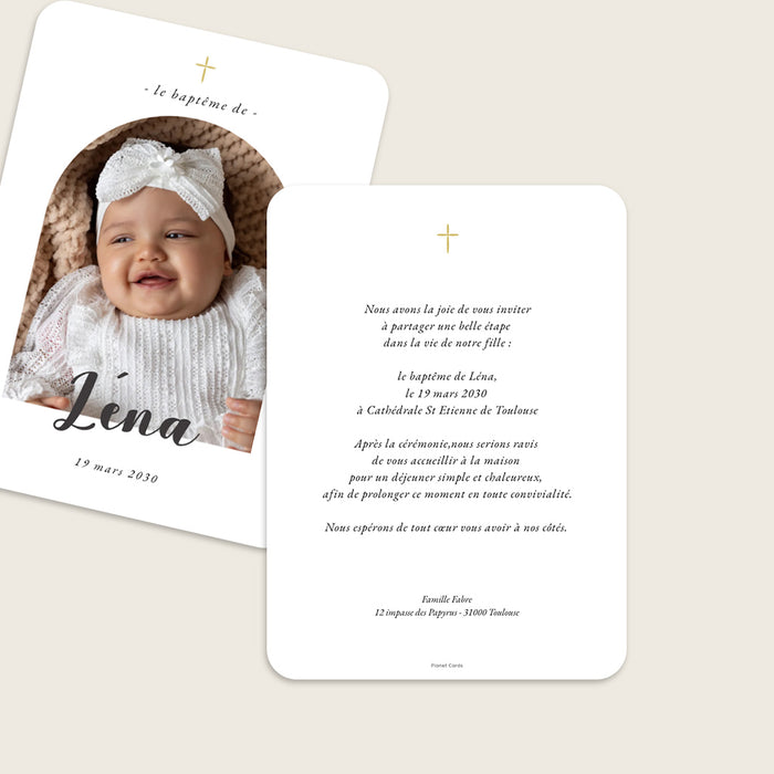 Faire-part baptême Arche et Croix