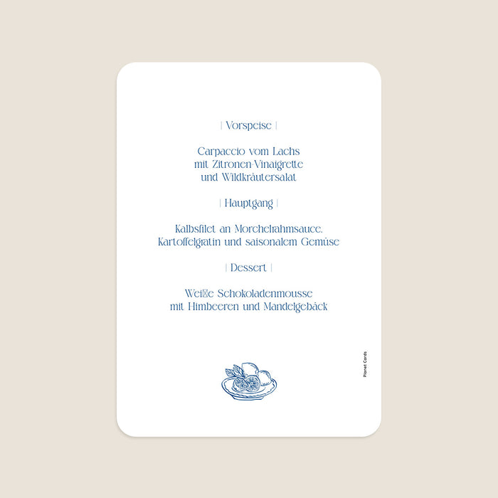 Menükarten Hochzeit Streifen & Zitronen