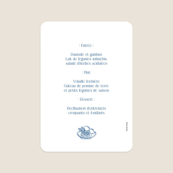Menu de mariage Rayures et citrons