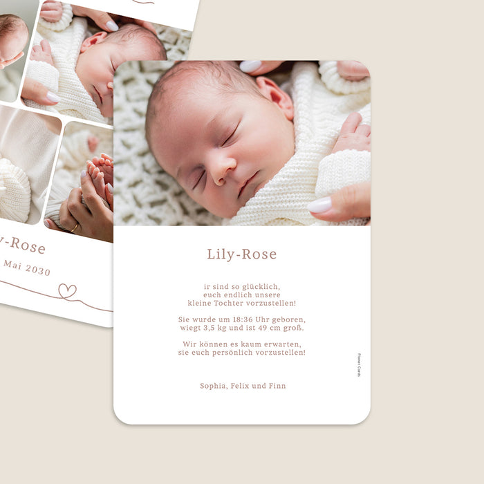 Geburtskarten Multiphoto und Hello Herz