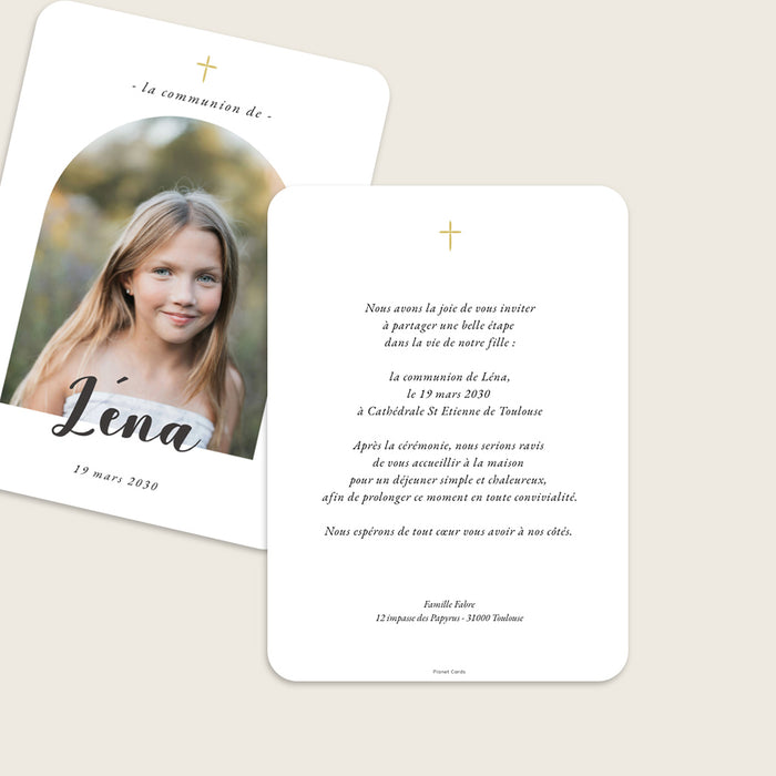 Faire-part communion Arche et Croix