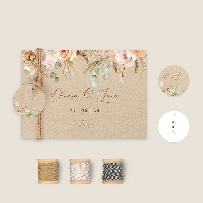 Partecipazioni di matrimonio moderno Fiori secchi e pampa boema