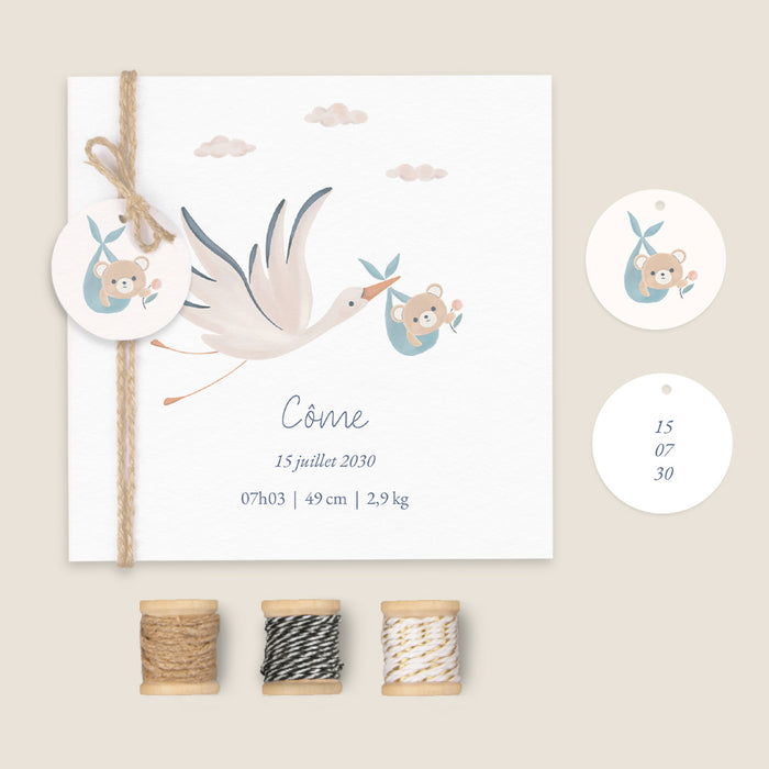 Les iconiques de Planet Cards Cigogne et Doudou Ourson