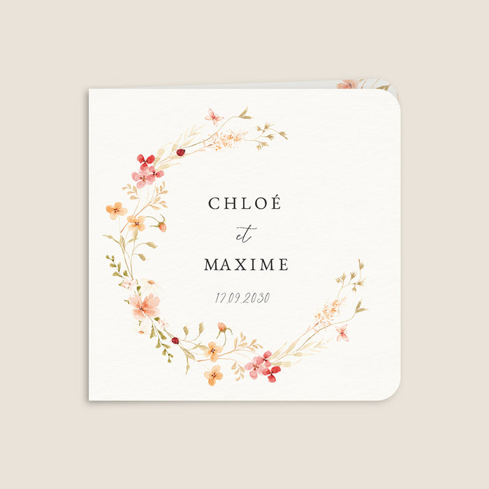 Faire-part mariage Couronnes de fleurs d'été