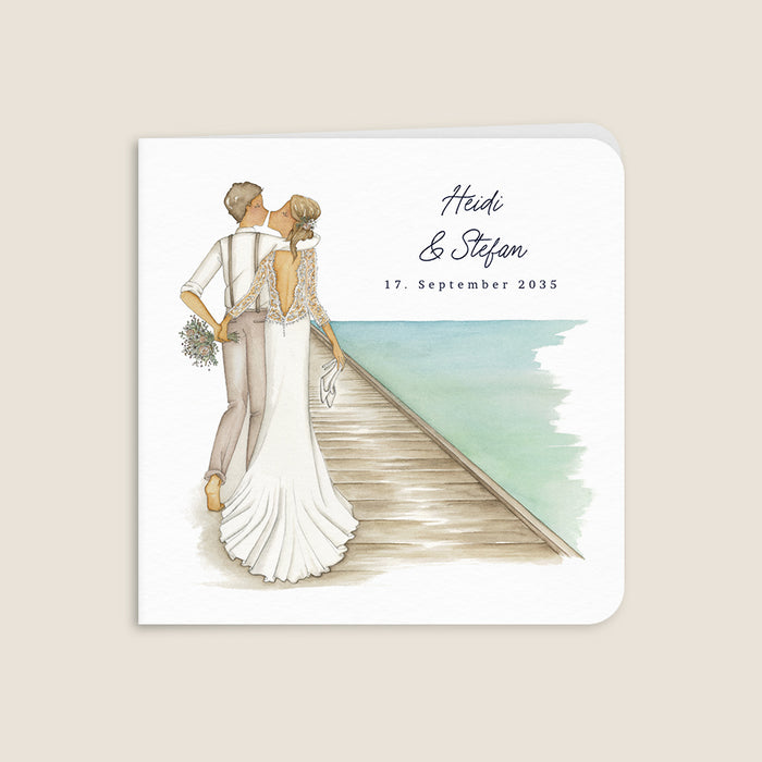 Romantische Hochzeitseinladung Ein Paar im Paradies