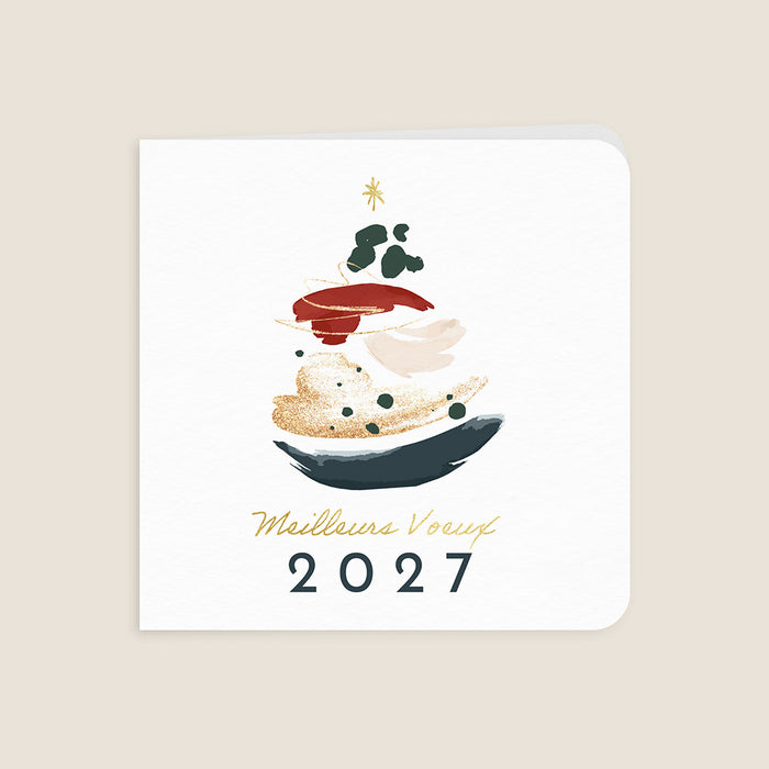 Cartes de Voeux Mairie Sapin stylisé & détails doré