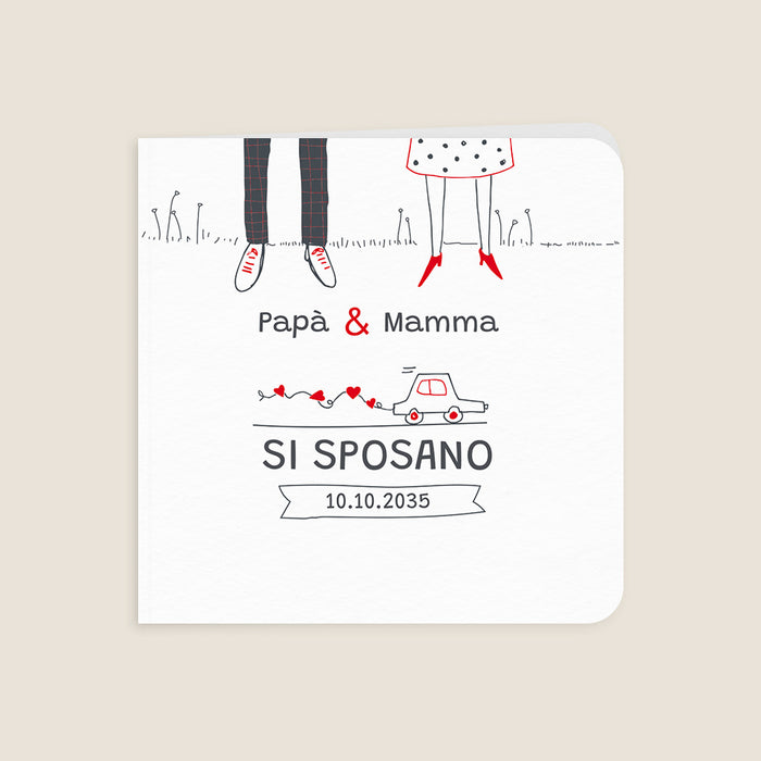 Partecipazioni di matrimonio romantico Disegno infantile