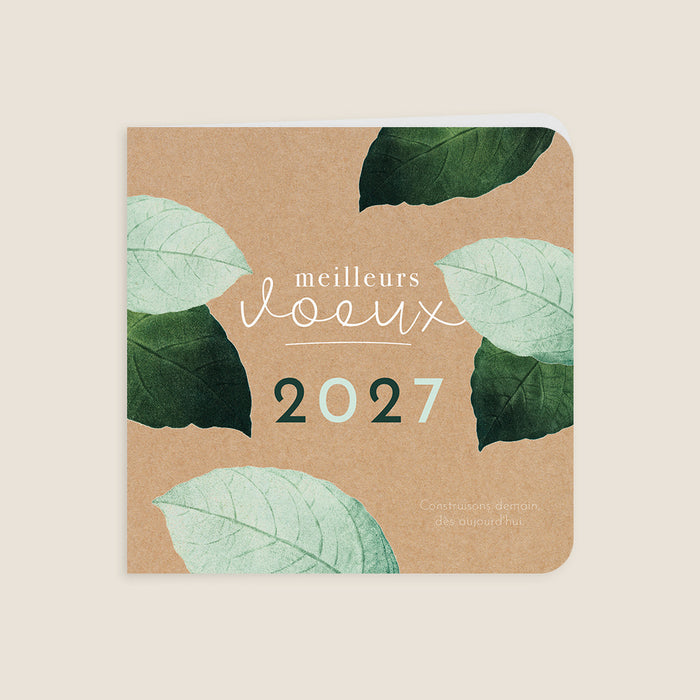 Cartes de Voeux Mairie Jolies Feuilles Vertes