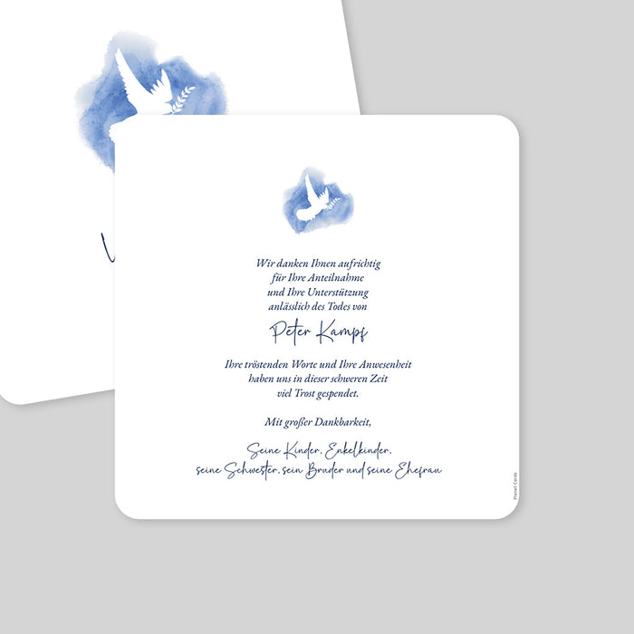 Danksagungskarten Trauer Weiße Taube und Aquarell