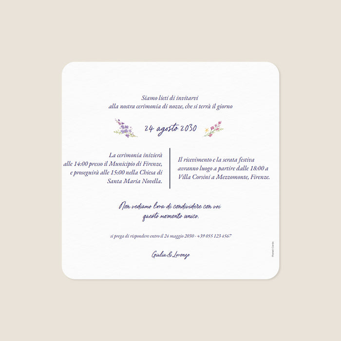 Partecipazioni di matrimonio rustico Corona di fiori e acquerello