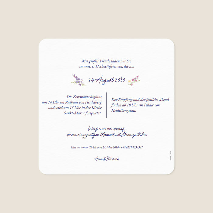 Moderne Einladungskarten Hochzeit Blumenkranz und Aquarell