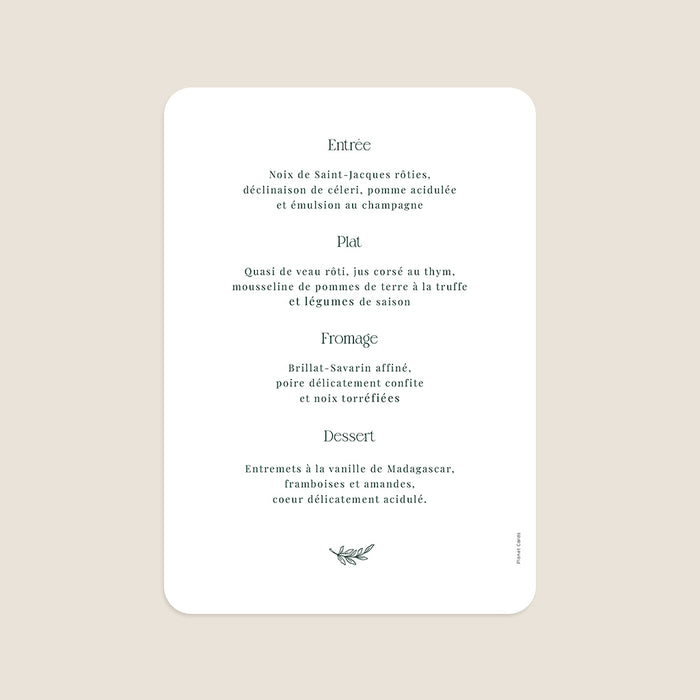 Menu de mariage Rayures Chic