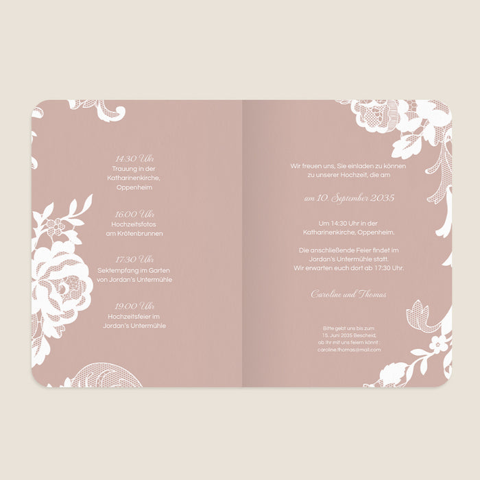 Klassische Hochzeitseinladung Romantische Spitze
