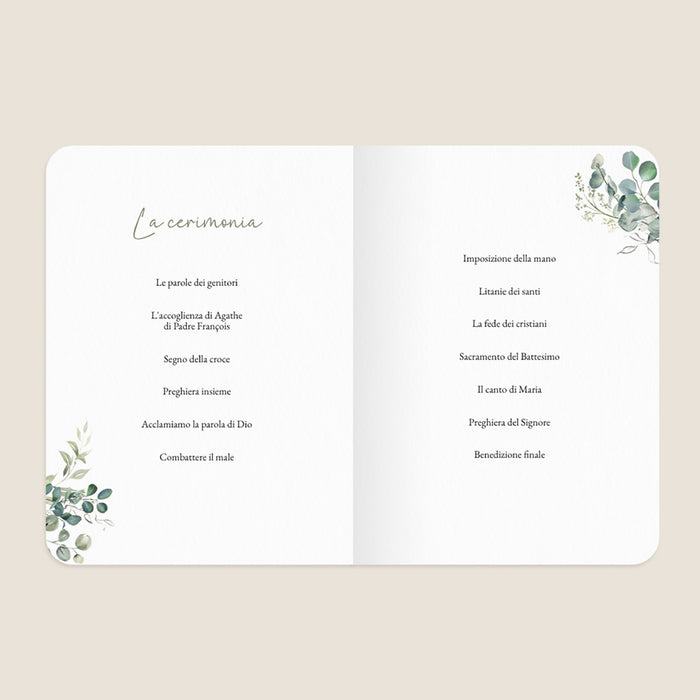 Libretto messa battesimo Croce e Eucalipto