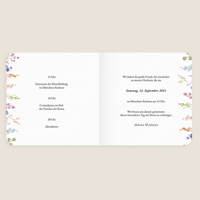Moderne Einladungskarten Hochzeit Blumengarten